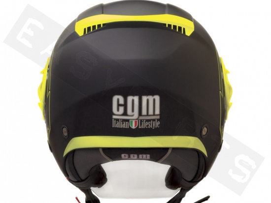 Helmet Demi Jet CGM 129S Dixon Matt Black/ Yellow Fluo (double visor)
